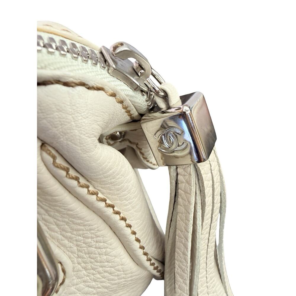 Vintage Chanel Small LAX Bowler Bag Pebbled Leather Silver Tassel Very Good - Picture 7 of 13